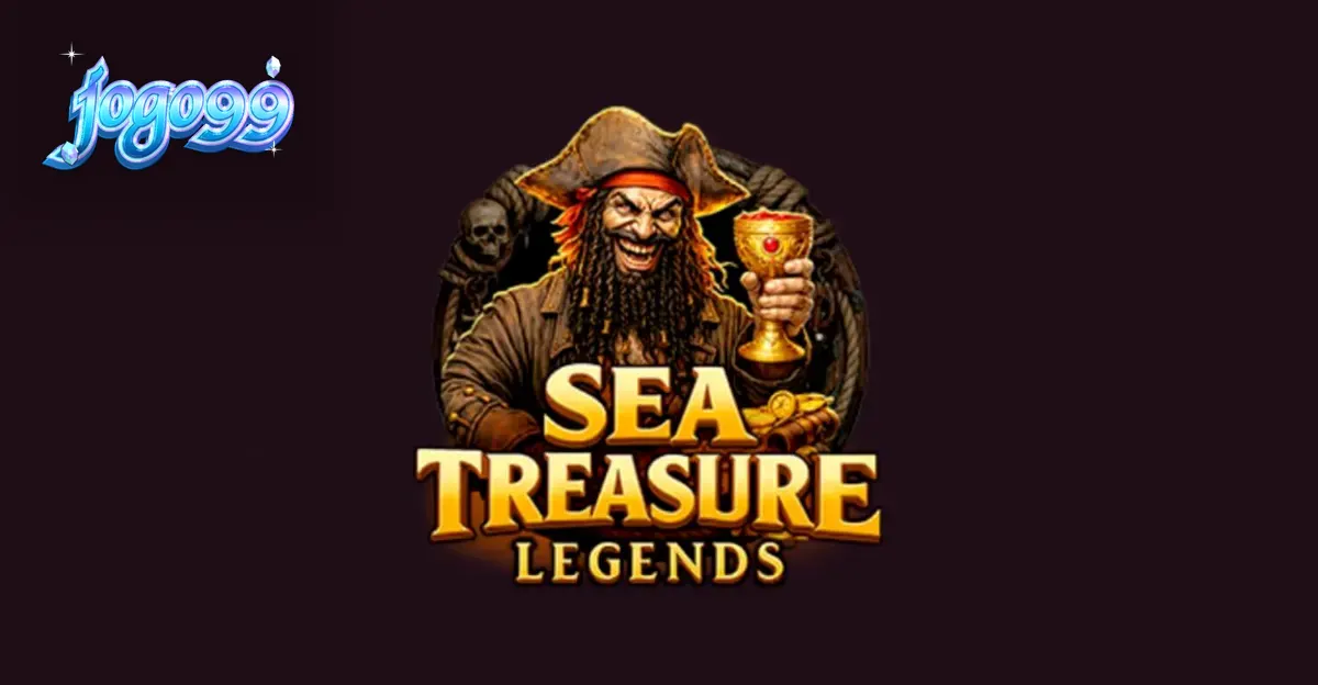 Cena de jogo do caça-níqueis Sea Treasures Legend com tema de piratas
